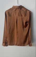 Load image into Gallery viewer, Express Womens Brown Slim Long Sleeve Collared Button-Up Shirt Size XS
