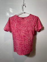 Load image into Gallery viewer, Michael Kors Womens Pink Zebra-Print Short Sleeve Blouse Top Size Medium

