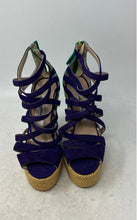 Load image into Gallery viewer, Brian Atwood Womens Purple Green Beige Wedge Heel Strappy Sandals Size 36
