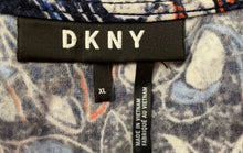 Load image into Gallery viewer, DKNY Womens Multicolor Printed Short Sleeve Ruched Sheath Dress Size XL
