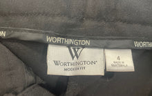 Load image into Gallery viewer, Worthington Womens Black Flat Front Modern Fit Straight Leg Dress Pants Size 4
