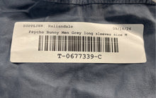 Load image into Gallery viewer, Psycho Bunny Mens Gray Long Sleeve Collared Button-Up Shirt Size Medium
