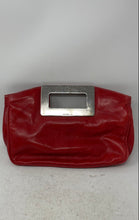 Load image into Gallery viewer, Christopher Kon Womens Red Pebble Leather Top Handle Clutch Purse
