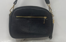 Load image into Gallery viewer, Womens Black Genuine Leather Tassel Adjustable Strap Zipper Crossbody Bag
