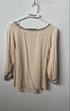 Load image into Gallery viewer, Zara Womens Cream Regular Fit Boat Neck Long Sleeve Blouse Top Size XS
