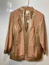 Load image into Gallery viewer, Italia Womens Rose Gold Floral Embroidery Long Sleeve Blazer Jacket Size 20W
