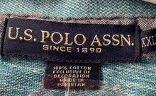 Load image into Gallery viewer, US Polo Assn. Mens Blue Cotton Collared Short Sleeve Button Polo Shirt Size XXL
