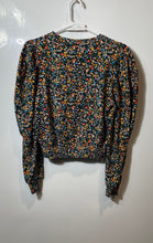 Load image into Gallery viewer, Zara Womens Voluminous Multicolor Floral Puff Sleeve Cropped Blouse Top Size M
