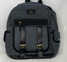 Load image into Gallery viewer, London Fog Womens Gray Black Denim Outer Pockets Adjustable Strap Backpack
