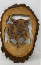Load image into Gallery viewer, Vintage Wooden Bison Carved Buffalo &amp; Steer skull Wall Hanging
