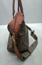 Load image into Gallery viewer, Anne Klein Womens Orange &amp; Brown Signature Print Weekender Travel Duffle Handbag
