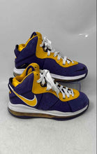 Load image into Gallery viewer, Nike Kids LeBron 8 Purple Yellow White Lace-Up Sneakers Shoes Size 4.5Y
