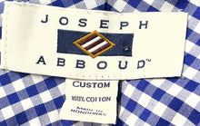 Load image into Gallery viewer, Joseph Abboud Mens Blue White Gingham Cotton Custom Fit Dress Shirt Size 17 1/2
