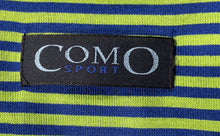 Load image into Gallery viewer, Como Sport Mens Blue Green Striped Cotton Short Sleeve Polo Shirt Sz L With Tag
