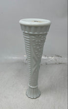 Load image into Gallery viewer, White Ceramic Stars &amp; Bars Embossed Home Decorative Flower Bud Vase Collectible
