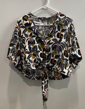 Load image into Gallery viewer, Zara Womens Multicolor Printed Short Sleeve Cropped Blouse Top Size Medium
