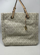 Load image into Gallery viewer, Michael Kors Womens Jet Set White Monogram Print Double Handle Tote Bag
