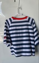 Load image into Gallery viewer, Disney Womens Blue Striped Minnie Mouse Pullover Cropped T-Shirt Size Small

