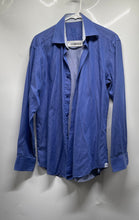 Load image into Gallery viewer, Bugatchi Mens Blue Cotton Long Sleeve Regular Fit Dress Shirt Size 15-38
