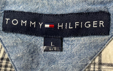 Load image into Gallery viewer, Tommy Hilfiger Mens Black White Plaid Cotton Short Sleeve Button-Up Shirt Sz L
