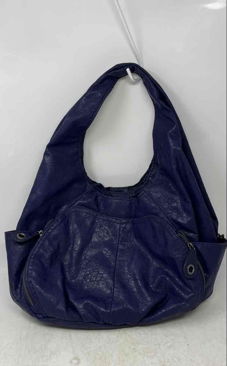 Bueno Womens Purple Croc Embossed Faux Leather Inner Pocket Zip Top Shoulder Bag