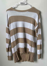 Load image into Gallery viewer, Michael Kors Womens Khaki White Striped Knitted Pullover Sweater Size S
