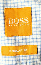Load image into Gallery viewer, Hugo Boss Mens White Blue Plaid Short Sleeve Regular Fit Button-Up Shirt Size M
