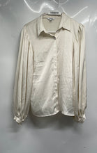 Load image into Gallery viewer, Express Womens Beige Spread Collar Balloon Sleeve Button-Up Shirt Size Medium
