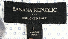 Load image into Gallery viewer, Banana Republic Mens White Blue Geometric Print Untucked Button-Up Shirt Size L
