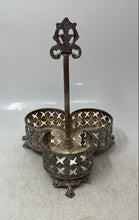 Load image into Gallery viewer, Silver-Tone 3-Compartment Center Handle Condiment Caddy Or Cruet Serving Tray
