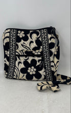 Load image into Gallery viewer, Vera Bradley Womens White Black Floral Print Adjustable Strap Shoulder Handbag
