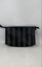 Load image into Gallery viewer, Vanderbilt Womens Brown Black Striped Rectangular Zipper Cosmetic Makeup Bag
