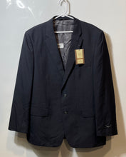 Load image into Gallery viewer, Haggar Mens Black Pinstripe Notch Lapel Two-Button Blazer Size 44L With Tag
