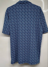 Load image into Gallery viewer, Scales Mens Blue Printed Short Sleeve Spread Collared Polo Shirt Size L
