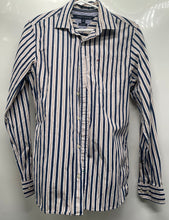 Load image into Gallery viewer, Tommy Hilfiger Mens Blue White Striped Custom Fit Button-Up Shirt Size XS
