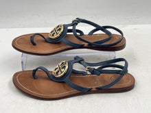 Load image into Gallery viewer, Authentic Tory Burch Womens Leticia Blue Brown Thong Sandals Size 6.5M Worn

