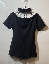 Load image into Gallery viewer, Forever 21 Womens Black Short Sleeve Mock Neck One-Piece Romper Size M
