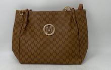 Load image into Gallery viewer, MKF Collection Womens Dark Brown Monogram Leather Designed Shoulder Purse
