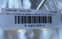 Load image into Gallery viewer, Levi's Premium Womens White Floral Denim Light Wash Raw Hem Jean Shorts Size W27
