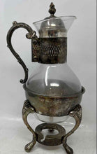 Load image into Gallery viewer, Silver Color Glass Jar Coffee Tea Carafe Pot With Warming Stand Base
