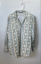 Load image into Gallery viewer, Zara Womens White Multicolor Chain Print Long Sleeve Button-Up Shirt Size L
