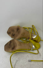 Load image into Gallery viewer, JLO Womens Gold Open Toe High Stiletto Heels Ankle Ties Strappy Sandals Sz 8.5 M
