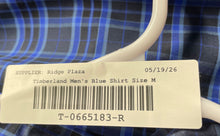 Load image into Gallery viewer, Timberland Mens Blue Plaid Long Sleeve Collared Button-Up Shirt Size Medium
