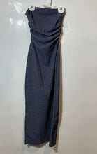 Load image into Gallery viewer, Zara Womens Blue Printed Strapless Ruched Long Evening Maxi Dress Size S
