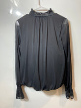 Load image into Gallery viewer, Express Womens Black Long Balloon Sleeve Split Neck Pullover Blouse Top Size M
