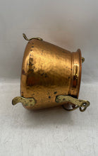 Load image into Gallery viewer, Vintage Teleflora Collectibles Three Footed Top Handle Brass Tone Jar
