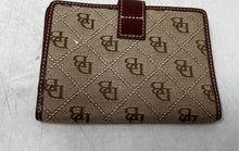 Load image into Gallery viewer, Dooney &amp; Bourke Womens Brown Signature Print Card Holder Bi-Fold Wallet
