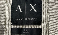 Load image into Gallery viewer, Armani Exchange Mens White Beige Striped Long Sleeve Slim Button-Up Shirt Size M
