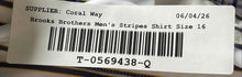 Load image into Gallery viewer, Brooks Brothers Mens White Black Striped Long Sleeve Collared Dress Shirt Sz 16
