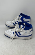 Load image into Gallery viewer, Adidas Kids Forum Mid FY4976 White Blue Mid Top Lace-Up Sneaker Shoes Size 5.5
